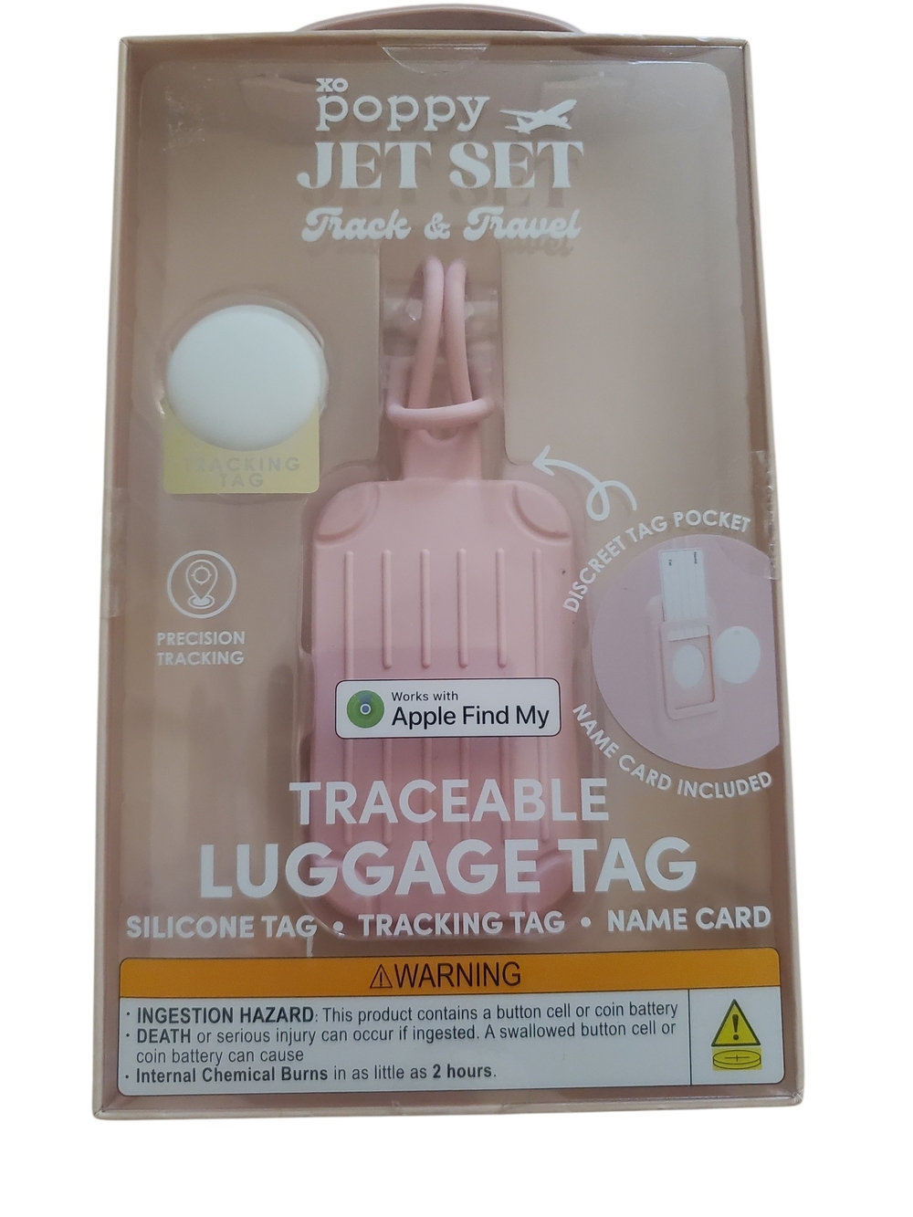 Poppy Jet Set Track & Travel Traceable Luggage Tag - Pink